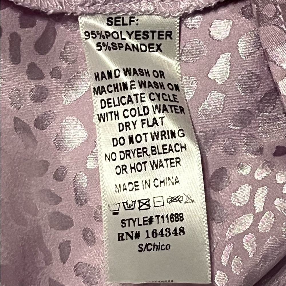 First ❤️Love by Lovelyn lavender leopard mock neck tie design sleeveless  small - Picture 13 of 13